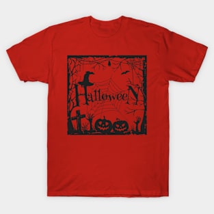 Halloween pumpkin patch with zombies T-Shirt